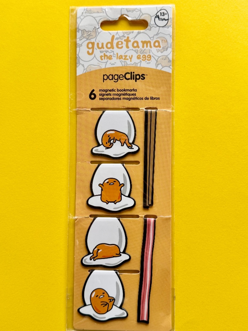 Sanrio GUDETAMA Magnetic Bookmark PageClips 4x Lazy Egg + 2x Bacon Cutecore Desk